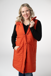Harlow Long Vest in Pumpkin