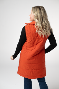 Harlow Long Vest in Pumpkin