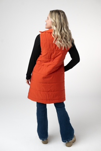 Harlow Long Vest in Pumpkin