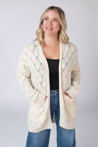 Open Knit Cardigan in Ivory