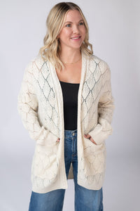 Open Knit Cardigan in Ivory