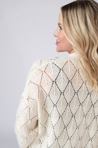 Open Knit Cardigan in Ivory