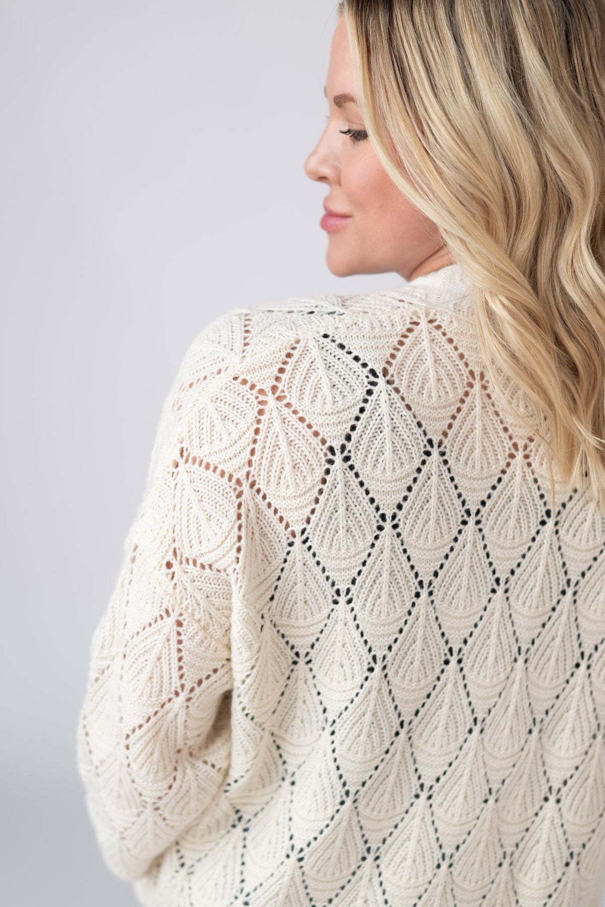 Open Knit Cardigan in Ivory