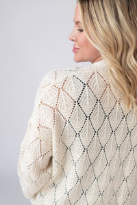 Open Knit Cardigan in Ivory