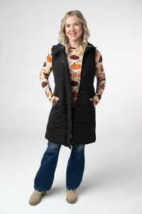 Harlow Long Vest in Black