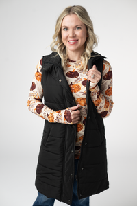 Harlow Long Vest in Black