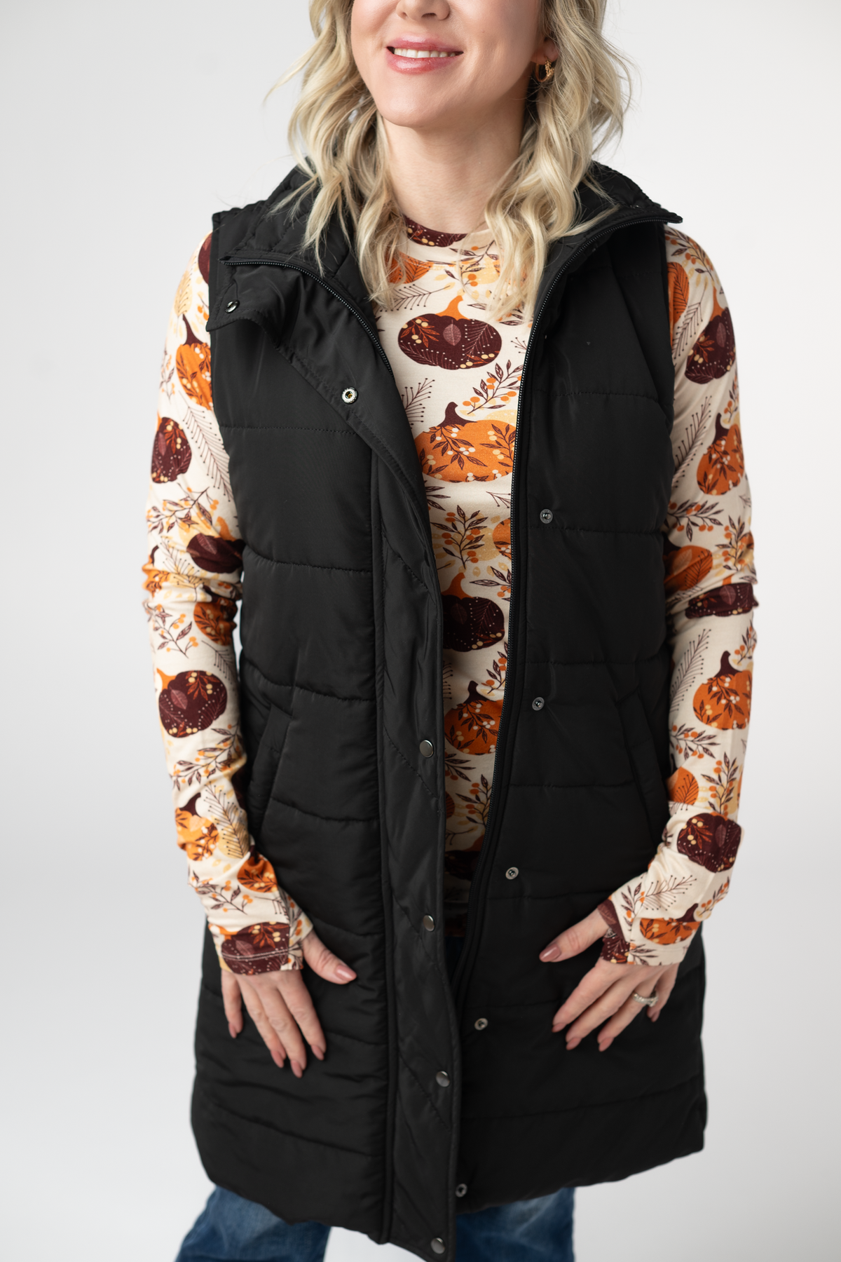 Harlow Long Vest in Black