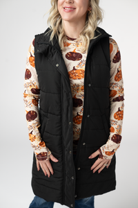 Harlow Long Vest in Black