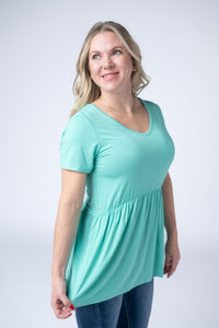 Sarah Ruffle Short Sleeve in Turquoise