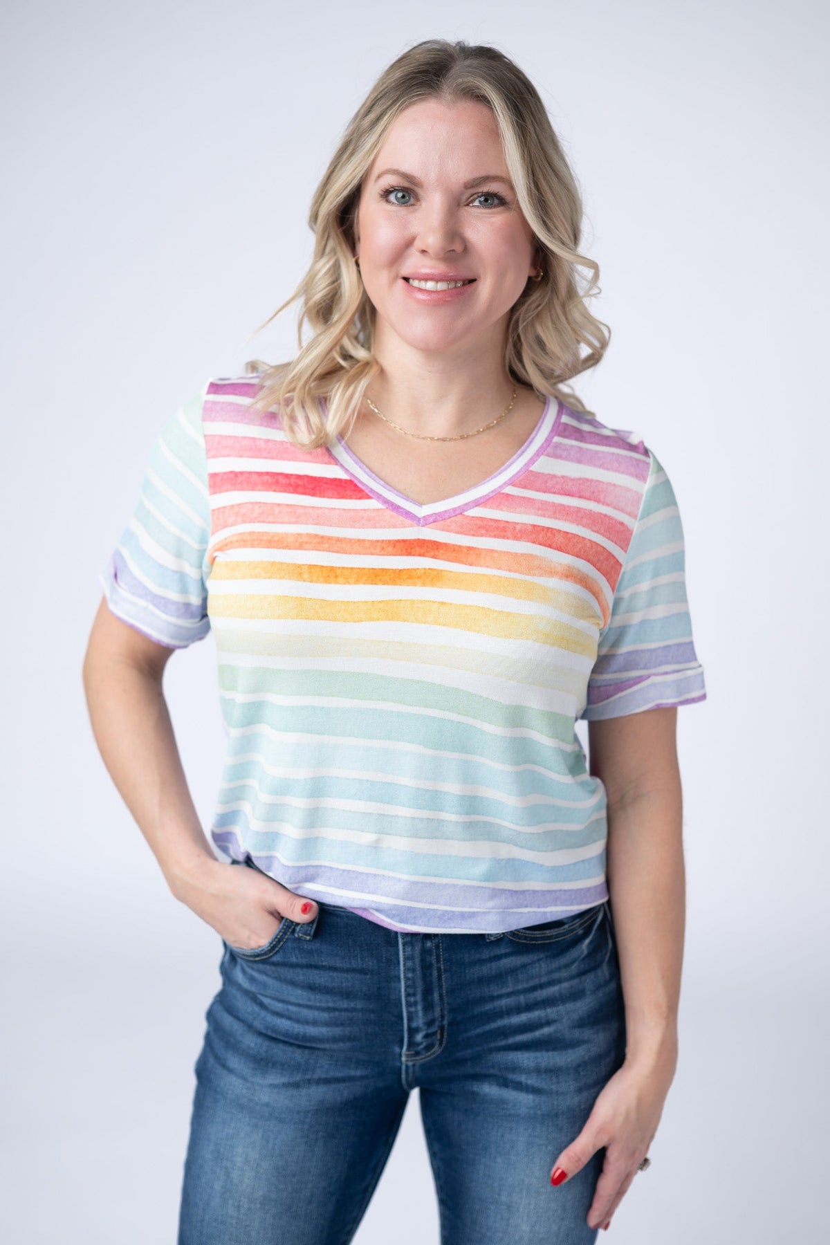 Sophie Top in Rainbow Stripes