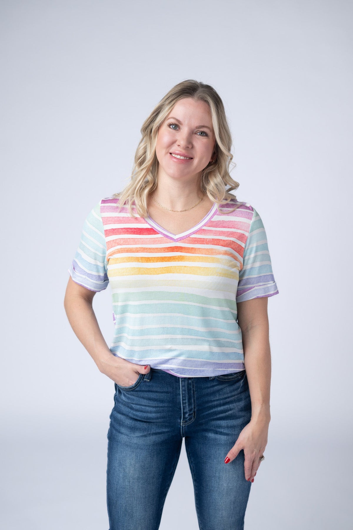Sophie Top in Rainbow Stripes