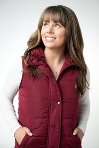 Harlow Long Vest in Burgundy