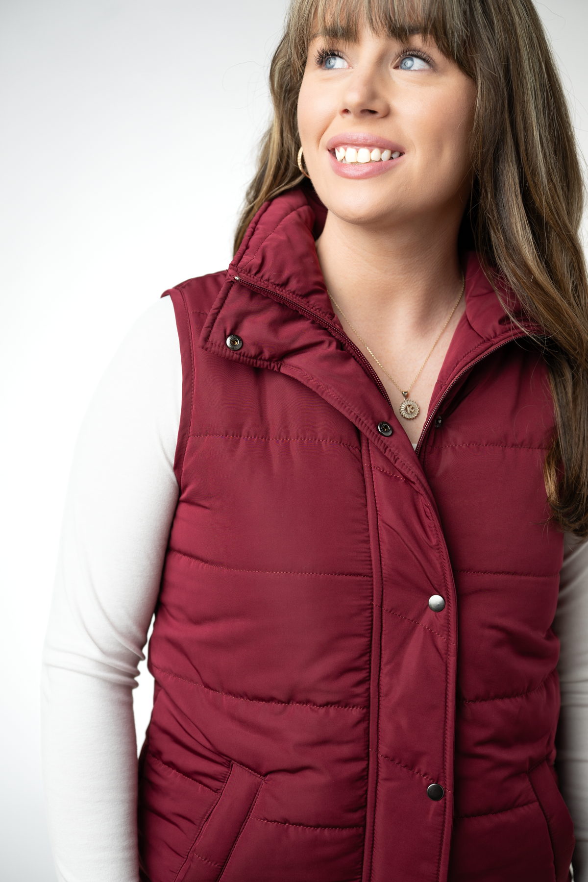Harlow Long Vest in Burgundy