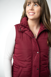 Harlow Long Vest in Burgundy
