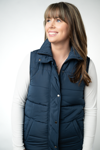 Harlow Long Vest in Navy
