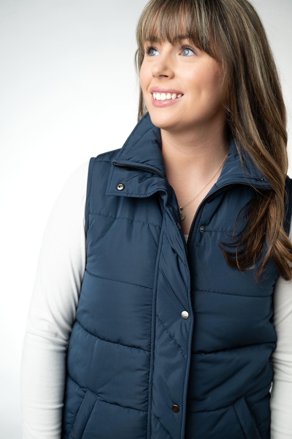 Harlow Long Vest in Navy