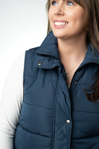 Harlow Long Vest in Navy