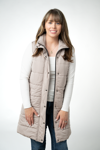 Harlow Long Vest in Latte