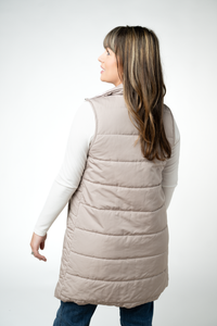 Harlow Long Vest in Latte