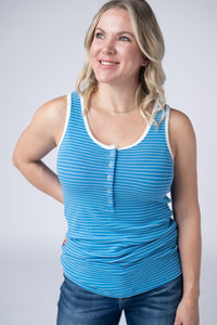 Shiloh Button Snap Tank in Ocean Blue