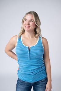 Shiloh Button Snap Tank in Ocean Blue