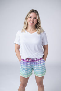 Jamie Shorts in Rainbow Stripes