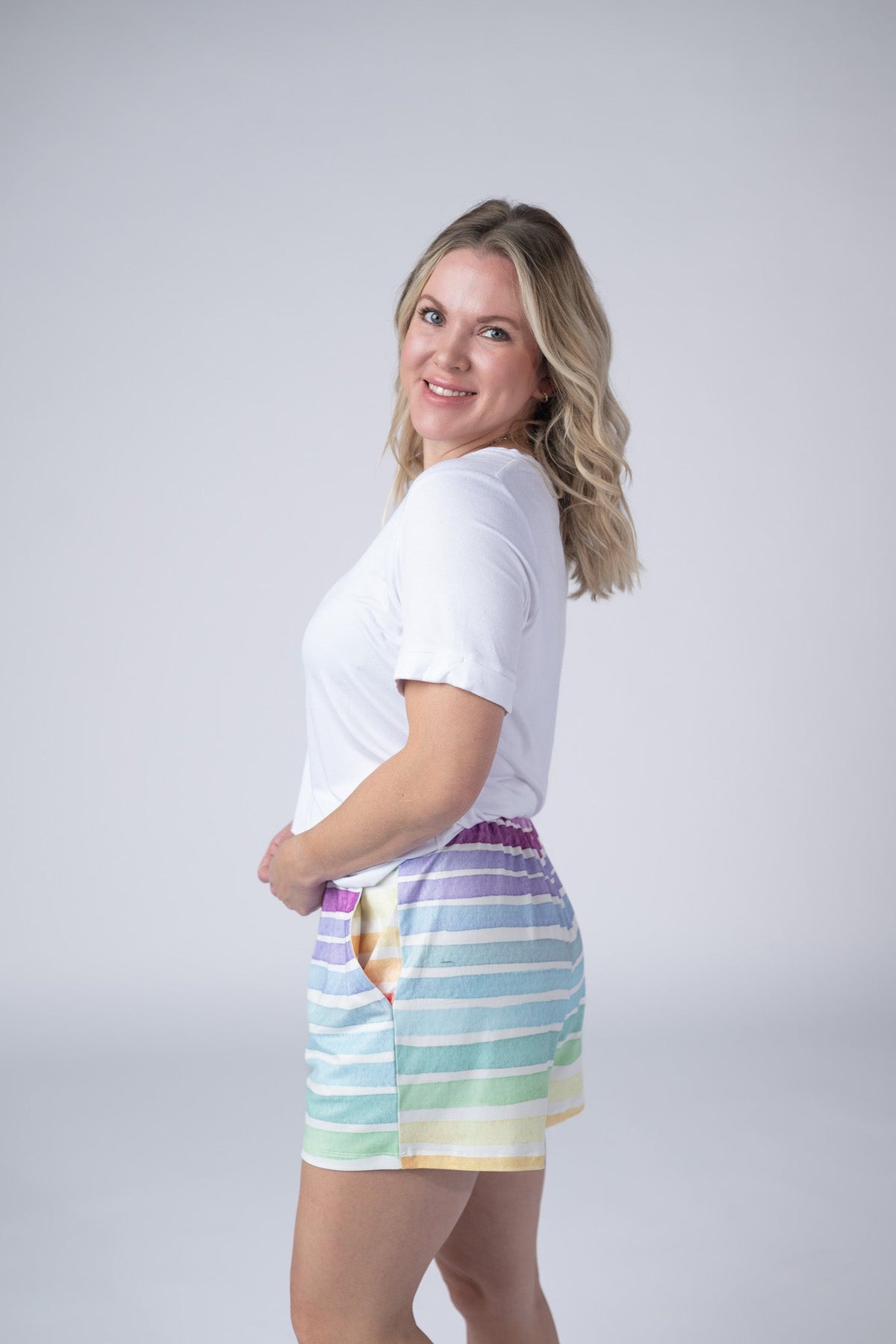 Jamie Shorts in Rainbow Stripes