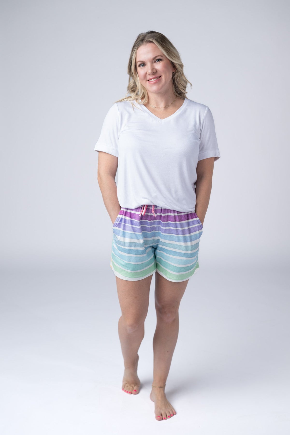 Jamie Shorts in Rainbow Stripes