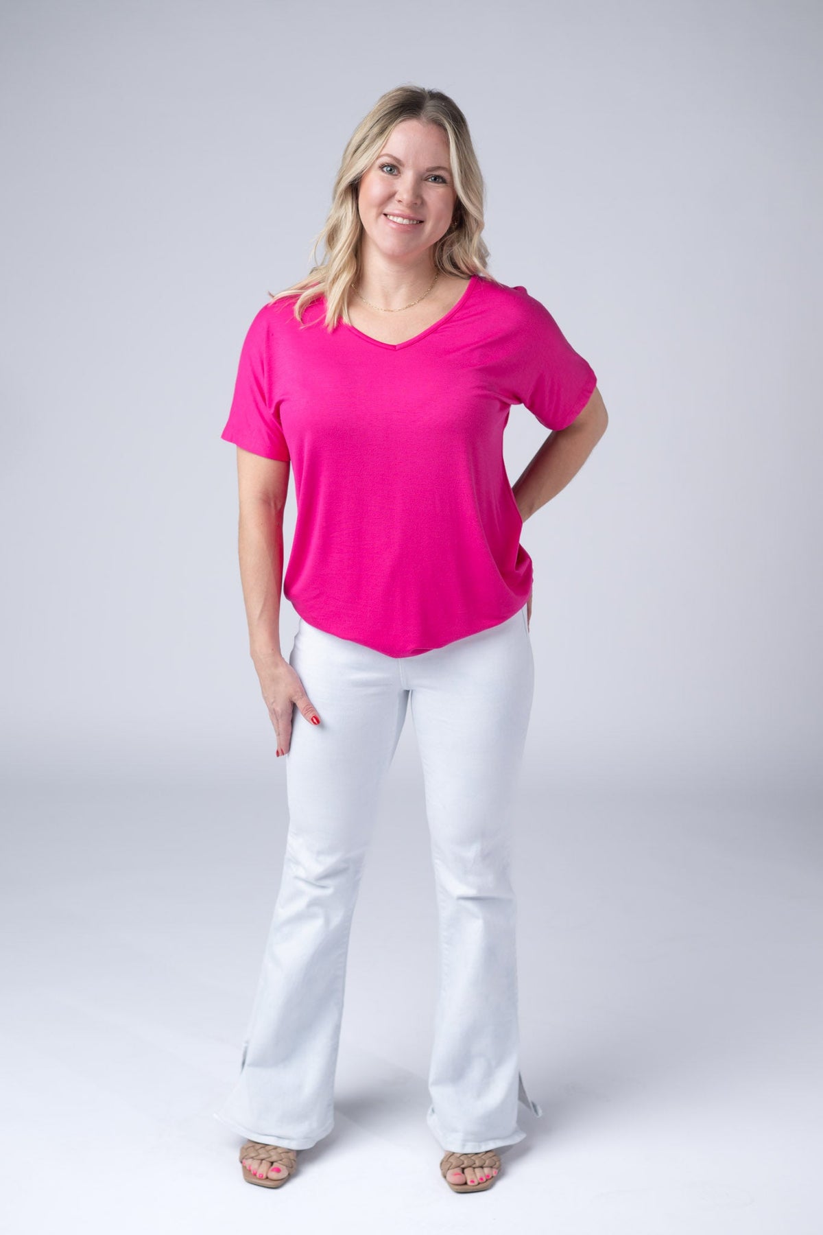 Chloe Cozy Tee in Hot Pink
