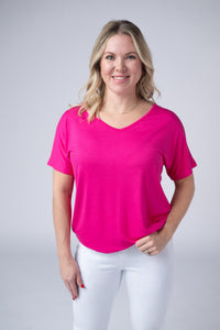 Chloe Cozy Tee in Hot Pink