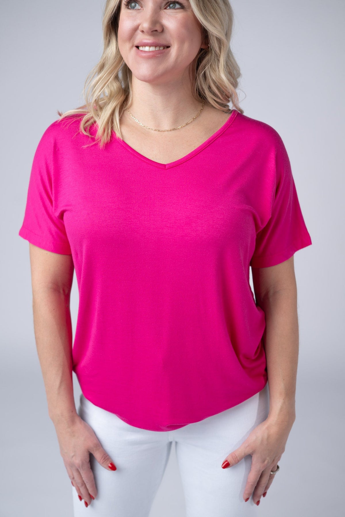 Chloe Cozy Tee in Hot Pink