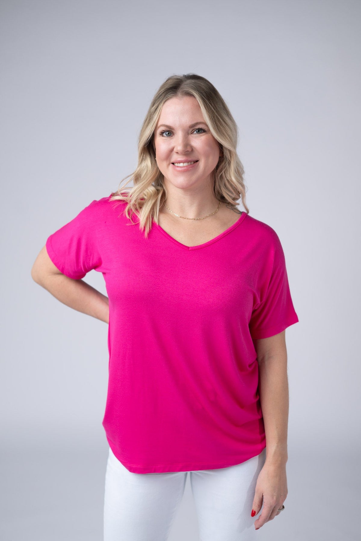 Chloe Cozy Tee in Hot Pink
