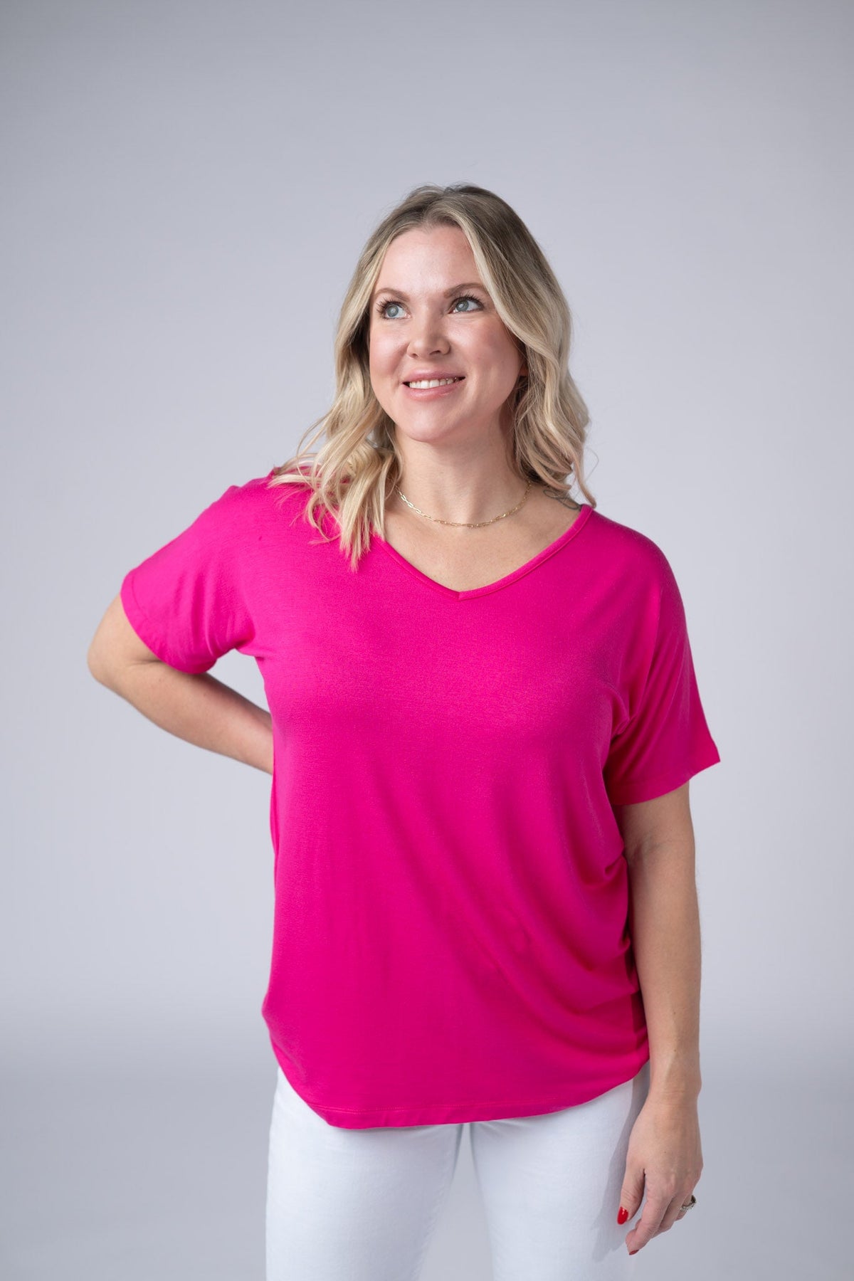 Chloe Cozy Tee in Hot Pink