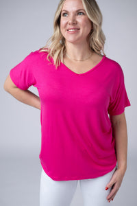 Chloe Cozy Tee in Hot Pink