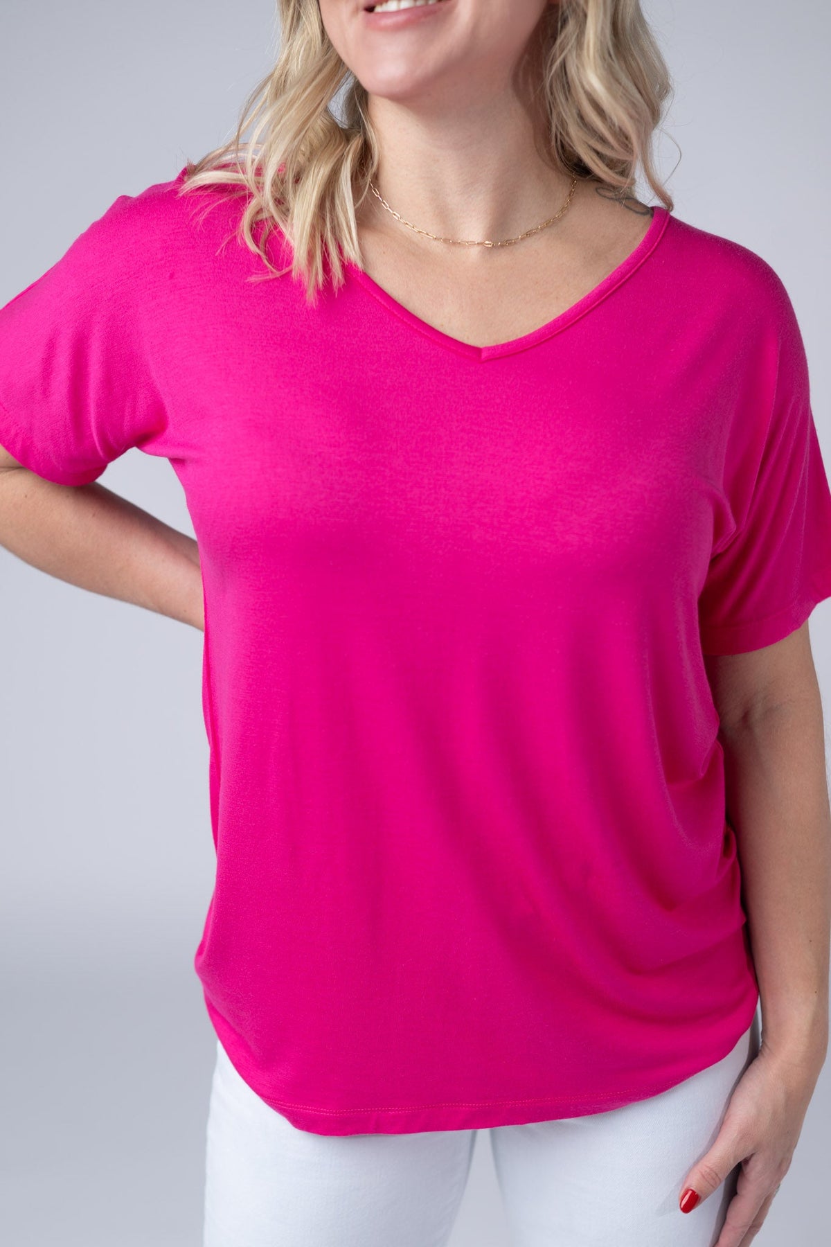 Chloe Cozy Tee in Hot Pink