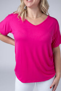 Chloe Cozy Tee in Hot Pink