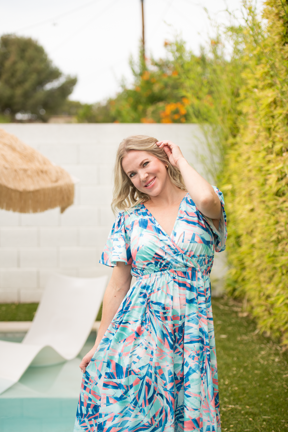 Millie Maxi Dress in Abstract Aqua Breeze