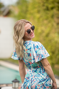 Millie Maxi Dress in Abstract Aqua Breeze