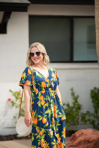 Harley High-Low Dress in Navy Citrus