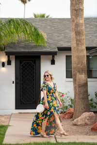 Harley High-Low Dress in Navy Citrus