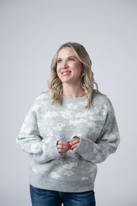 Floral Abstract Sweater in Grey