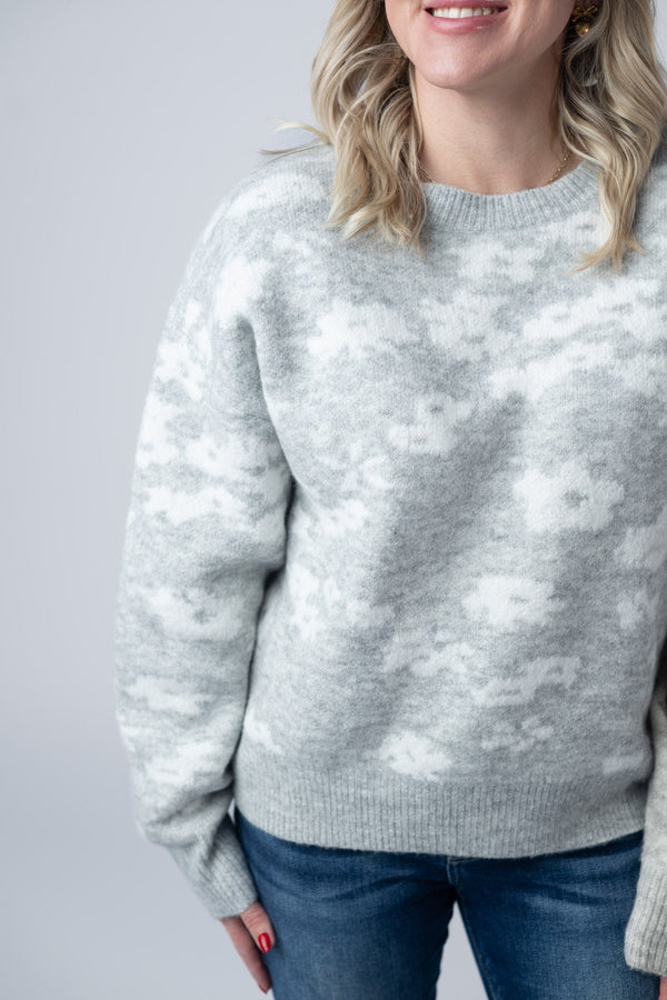 Floral Abstract Sweater in Grey