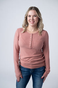 Georgia Long Sleeve Top in Rose