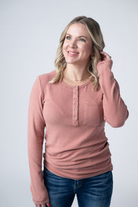 Georgia Long Sleeve Top in Rose