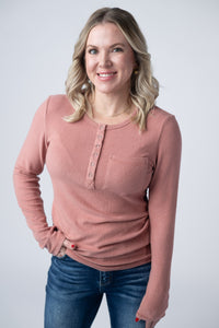 Georgia Long Sleeve Top in Rose