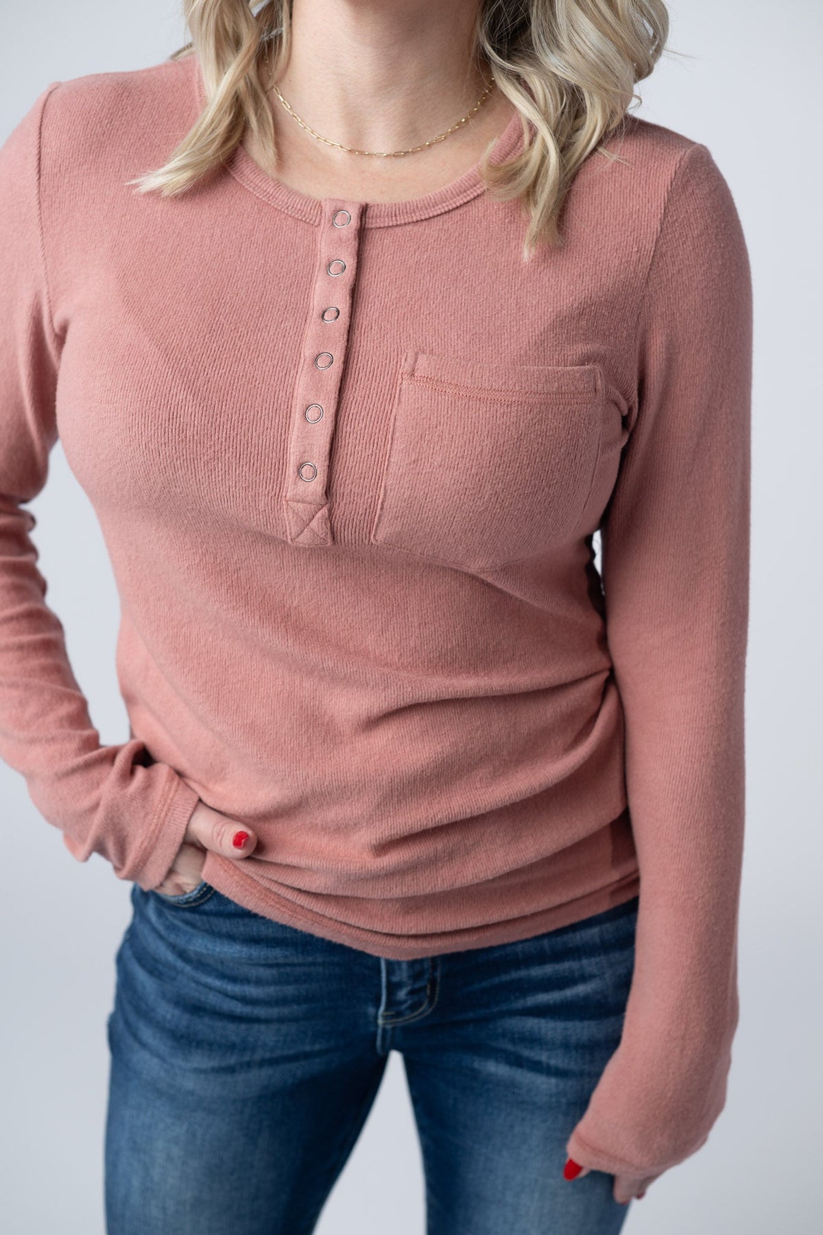 Georgia Long Sleeve Top in Rose