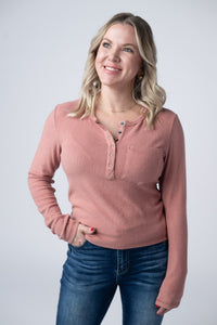Georgia Long Sleeve Top in Rose