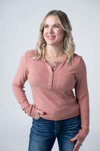 Georgia Long Sleeve Top in Rose