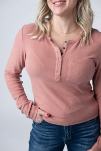 Georgia Long Sleeve Top in Rose