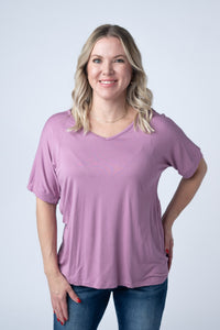Bamboo V Neck Tee in Pink